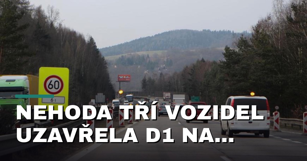 Nehoda tří vozidel uzavřela D1 na Benešovsku, zranili se čtyři lidé